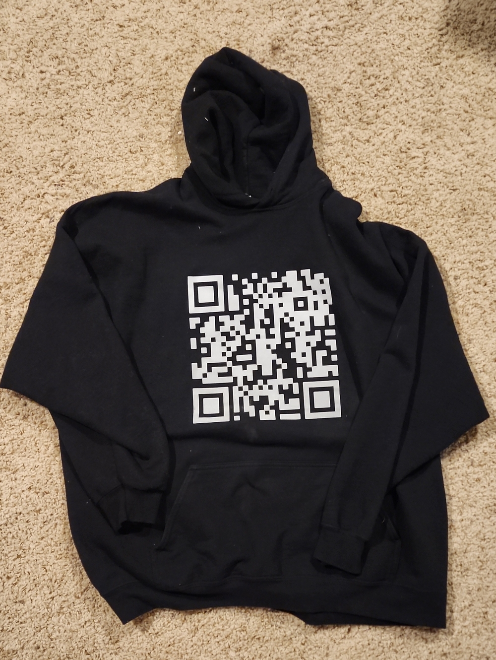 Gildan Black Hoodie with White QR Code Graphic